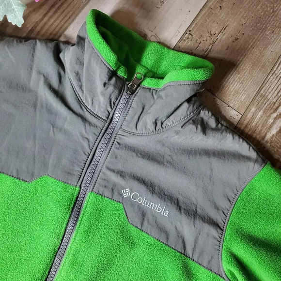 Columbia Green Gray Steens Mountain II Fleece Zip-Up Jacket Boys Large 14/16 EUC - Picture 4 of 15
